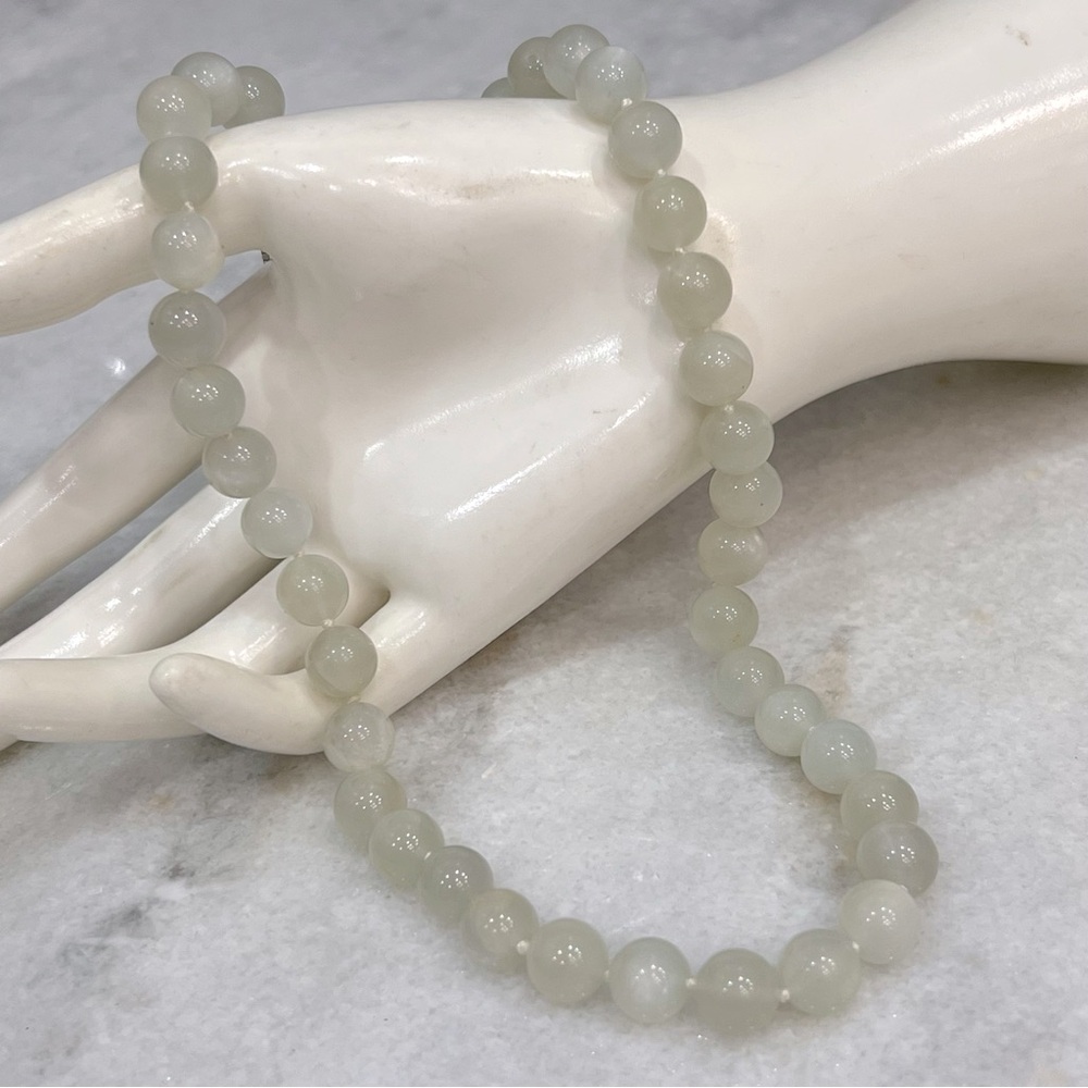 Sri Lankan Moonstone Beads Sterling Silver BOLO Magnetic Clasp Necklace